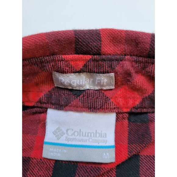 Columbia Red Plaid Long Sleeve Button Down Collared Regular Fit Size M Outdoor - Picture 7 of 10